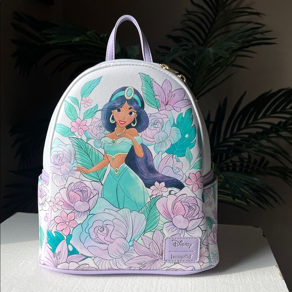 Loungefly Handbags - Loungefly Disney Jasmine Floral Mini Backpack - Lavender, Teal & Mint